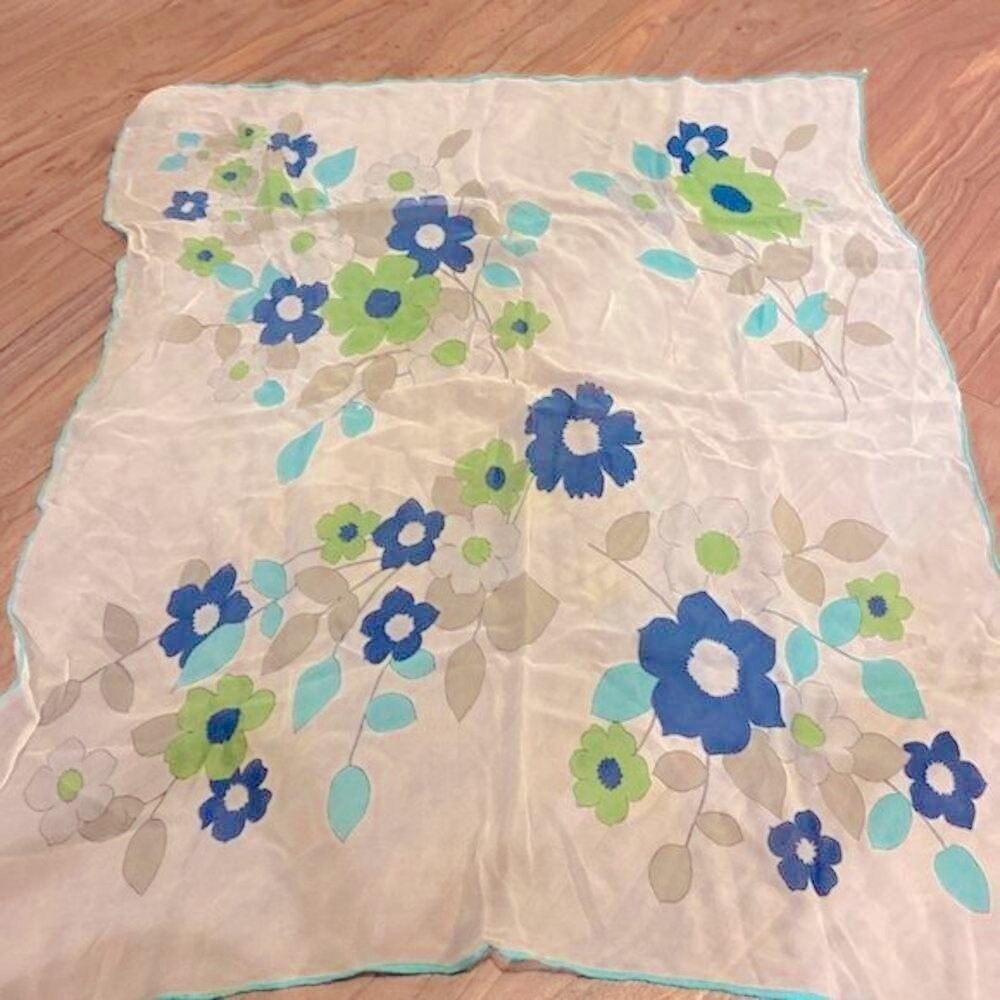 Vintage Chiffon Scarf Floral